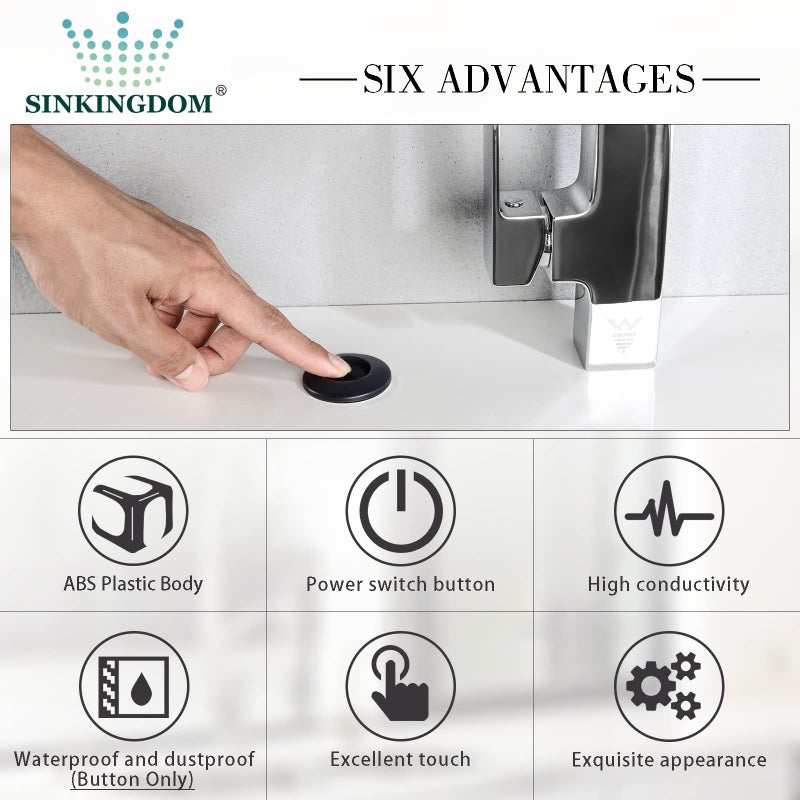 SINKINGDOM Garbage Disposal Air Switch Kit with Long Button, Matte Black (Brass Cover) - Image 4